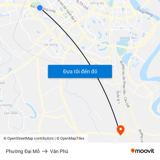 Phường Đại Mỗ to Văn Phú map