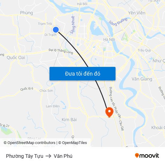 Phường Tây Tựu to Văn Phú map