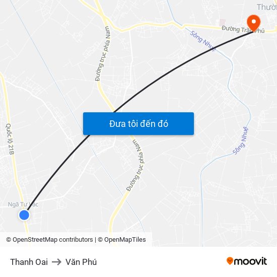 Thanh Oai to Văn Phú map