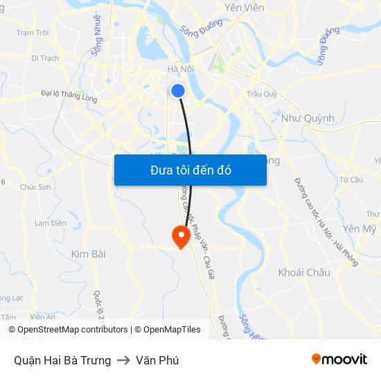 Quận Hai Bà Trưng to Văn Phú map