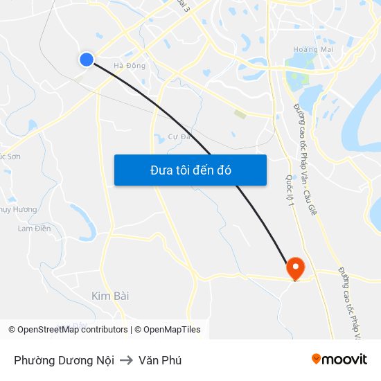 Phường Dương Nội to Văn Phú map