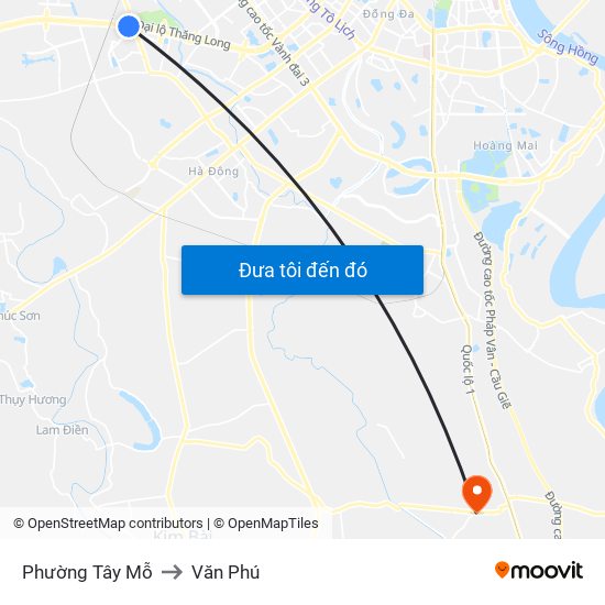 Phường Tây Mỗ to Văn Phú map