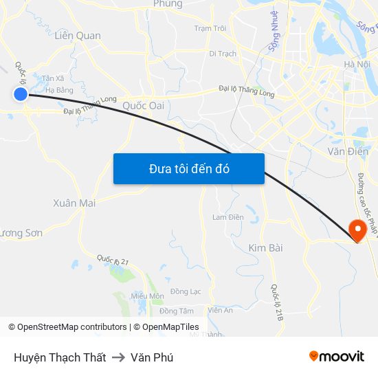 Huyện Thạch Thất to Văn Phú map