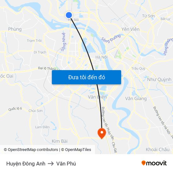 Huyện Đông Anh to Văn Phú map