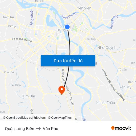 Quận Long Biên to Văn Phú map