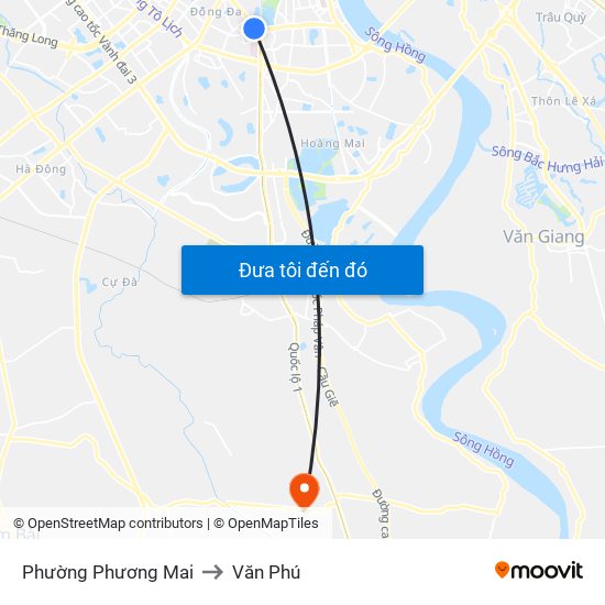 Phường Phương Mai to Văn Phú map