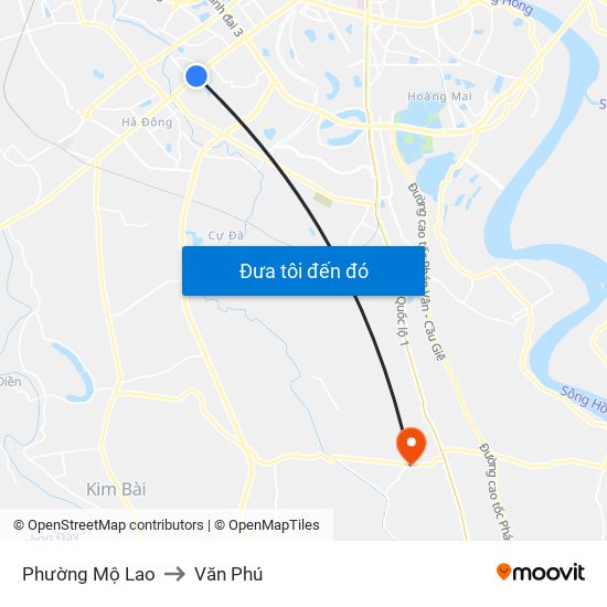 Phường Mộ Lao to Văn Phú map