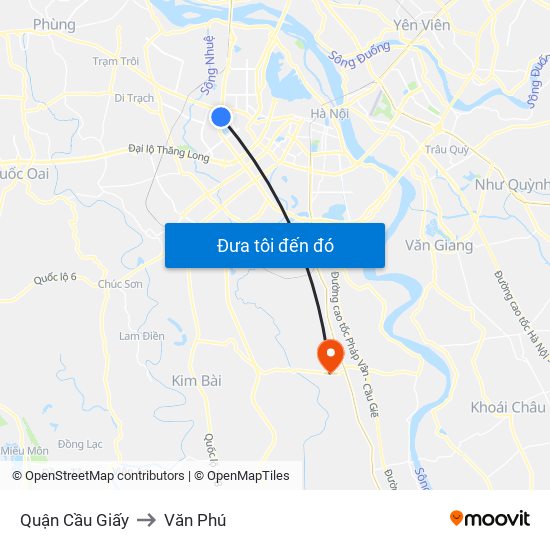 Quận Cầu Giấy to Văn Phú map