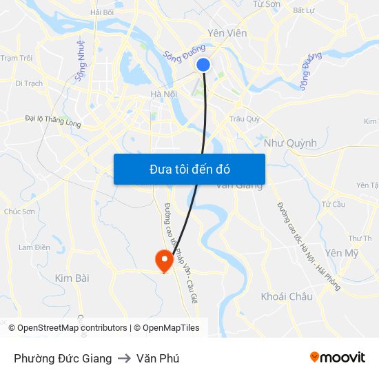 Phường Đức Giang to Văn Phú map