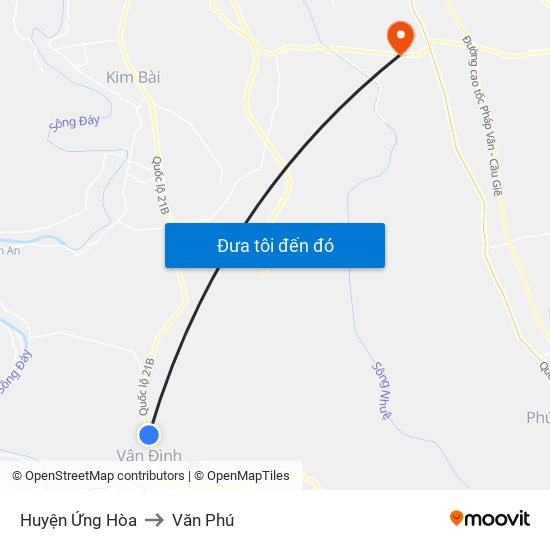 Huyện Ứng Hòa to Văn Phú map