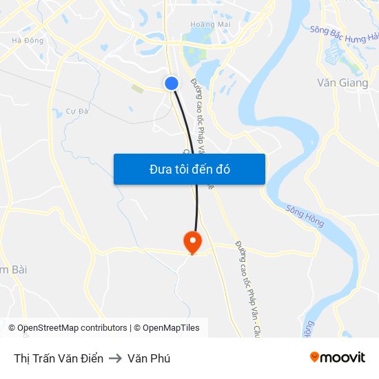 Thị Trấn Văn Điển to Văn Phú map