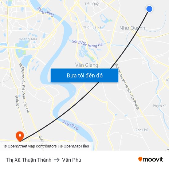 Thị Xã Thuận Thành to Văn Phú map