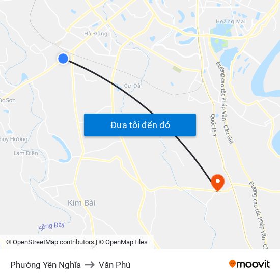 Phường Yên Nghĩa to Văn Phú map