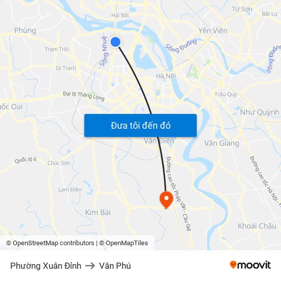 Phường Xuân Đỉnh to Văn Phú map