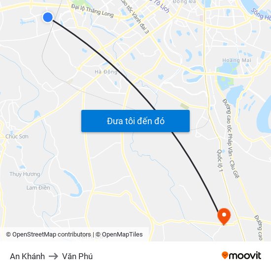 An Khánh to Văn Phú map
