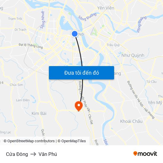 Cửa Đông to Văn Phú map