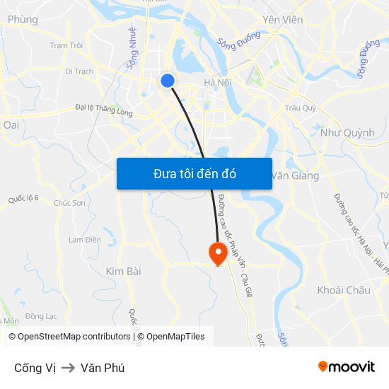 Cống Vị to Văn Phú map