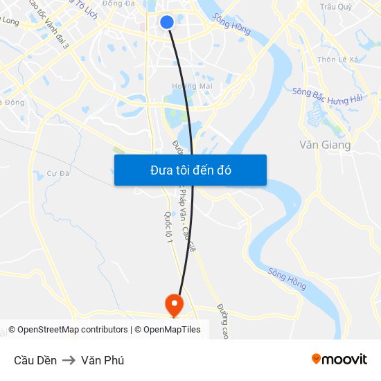 Cầu Dền to Văn Phú map