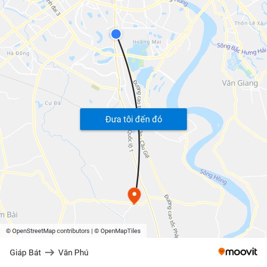 Giáp Bát to Văn Phú map