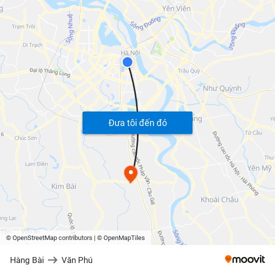 Hàng Bài to Văn Phú map