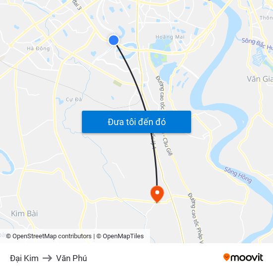 Đại Kim to Văn Phú map