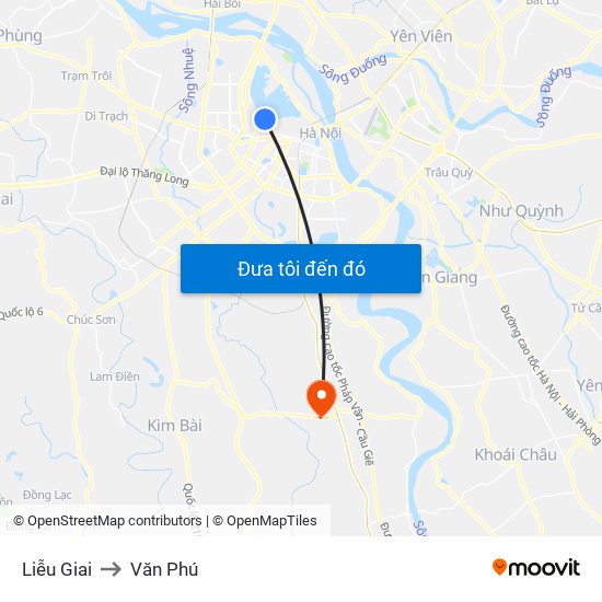 Liễu Giai to Văn Phú map