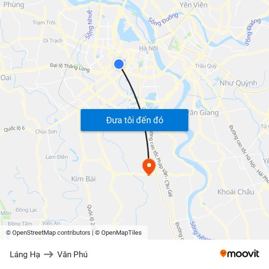 Láng Hạ to Văn Phú map