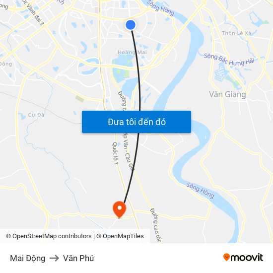 Mai Động to Văn Phú map