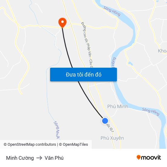 Minh Cường to Văn Phú map