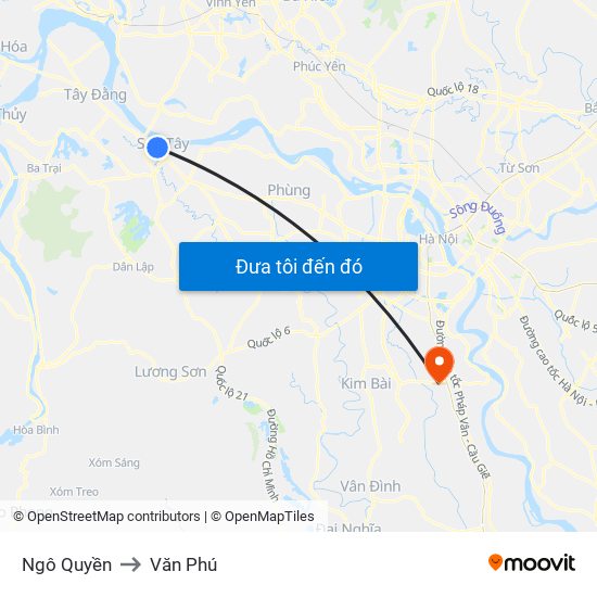 Ngô Quyền to Văn Phú map