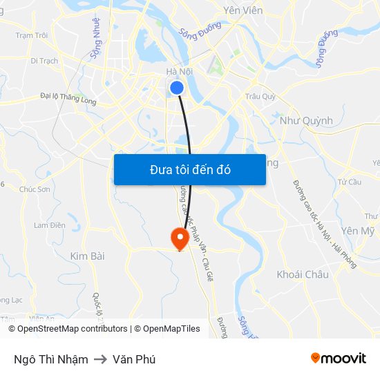 Ngô Thì Nhậm to Văn Phú map