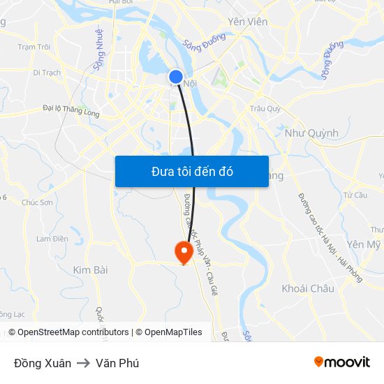 Đồng Xuân to Văn Phú map