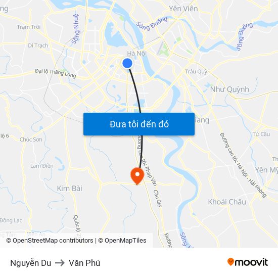 Nguyễn Du to Văn Phú map