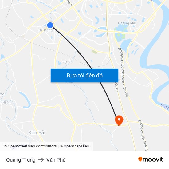 Quang Trung to Văn Phú map