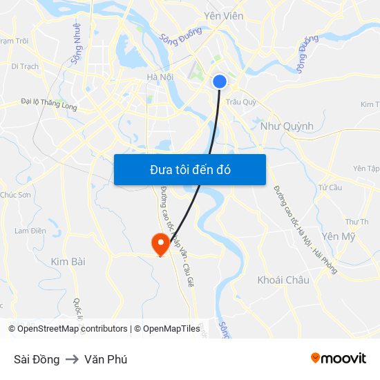 Sài Đồng to Văn Phú map