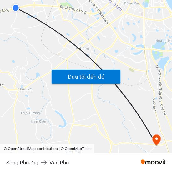 Song Phương to Văn Phú map