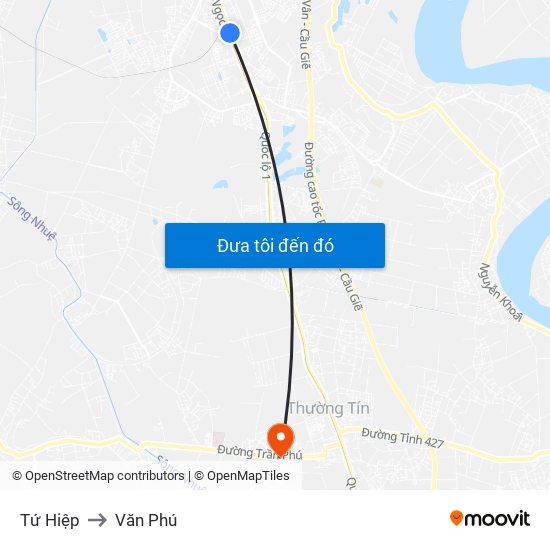 Tứ Hiệp to Văn Phú map