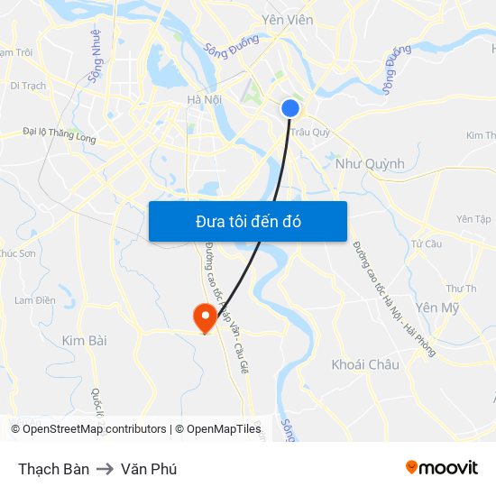 Thạch Bàn to Văn Phú map