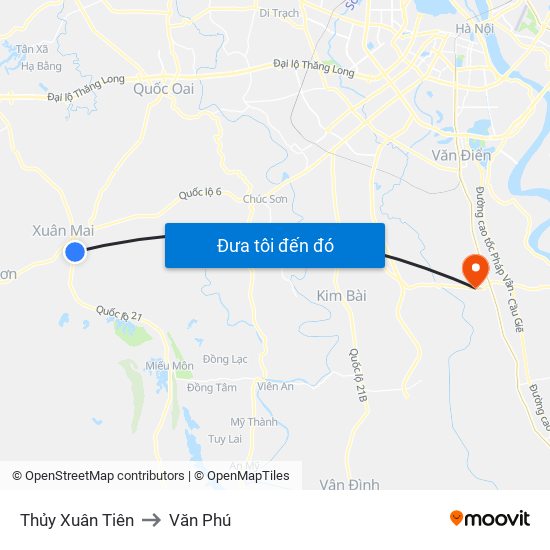 Thủy Xuân Tiên to Văn Phú map