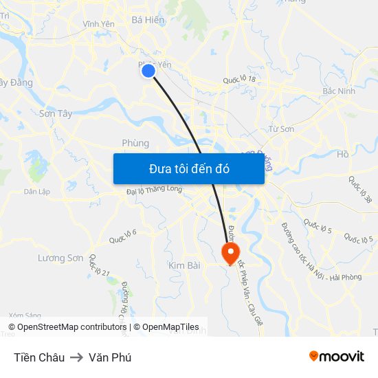 Tiền Châu to Văn Phú map