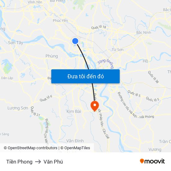 Tiền Phong to Văn Phú map