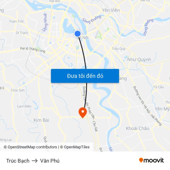 Trúc Bạch to Văn Phú map