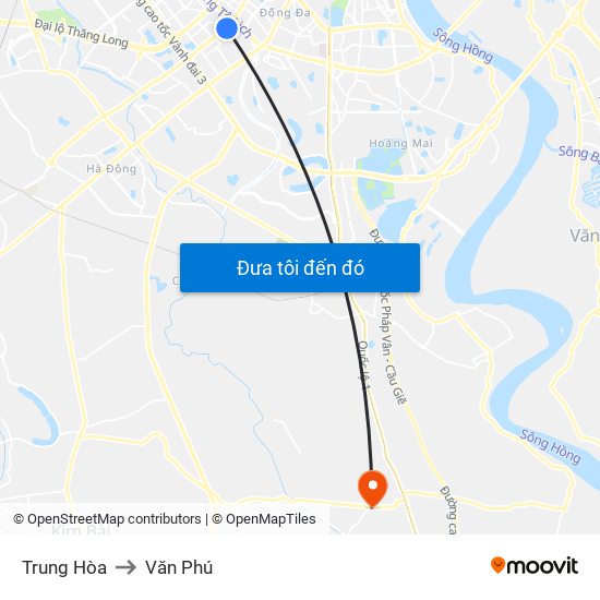 Trung Hòa to Văn Phú map