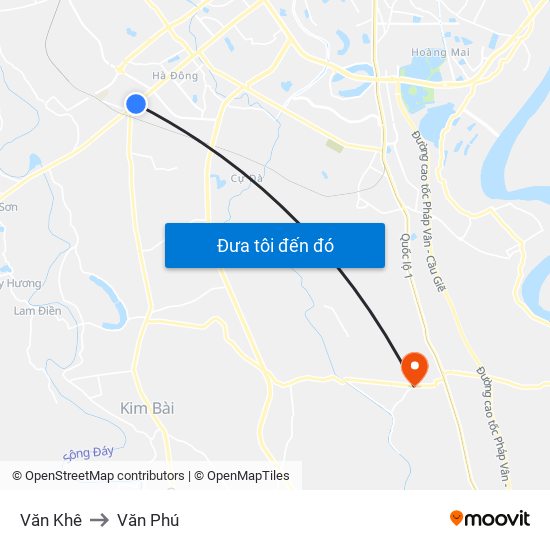 Văn Khê to Văn Phú map