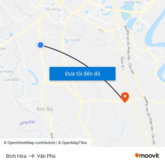 Bích Hòa to Văn Phú map