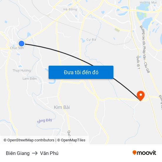 Biên Giang to Văn Phú map