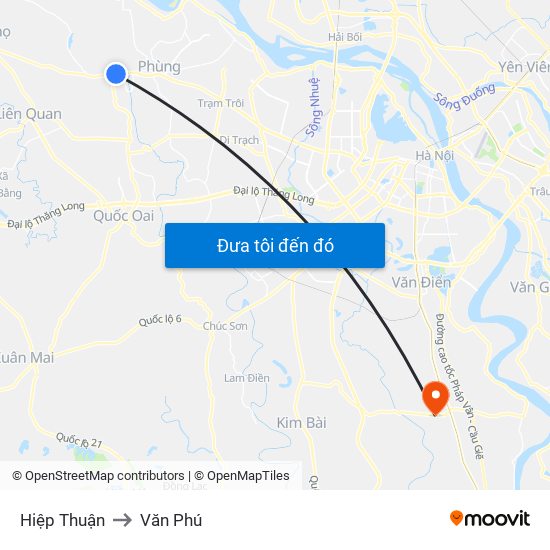 Hiệp Thuận to Văn Phú map