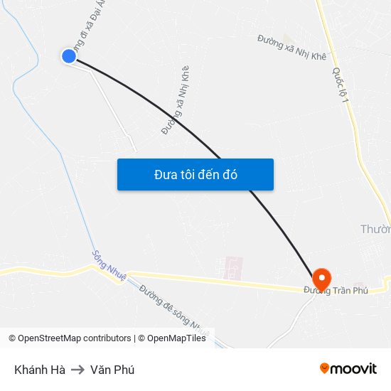 Khánh Hà to Văn Phú map