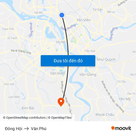 Đông Hội to Văn Phú map