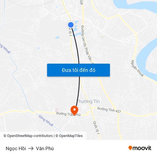 Ngọc Hồi to Văn Phú map